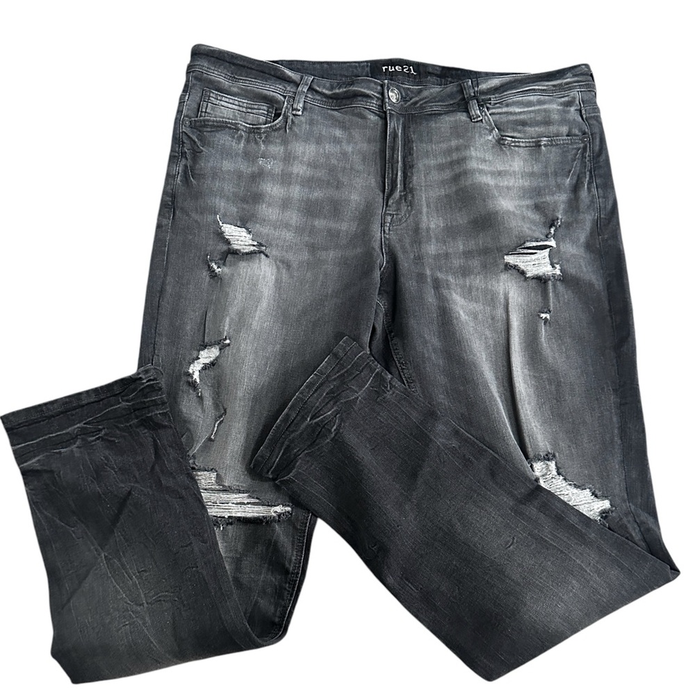 NWT Men’s Rue 21 Destructed Gray Skinny Jeans 42 x 34